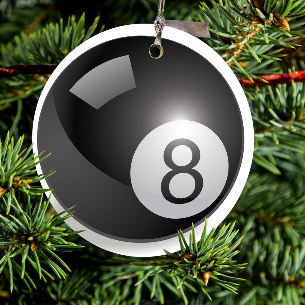 Black Eight Ball 8 Ceramic Ornament, view 2