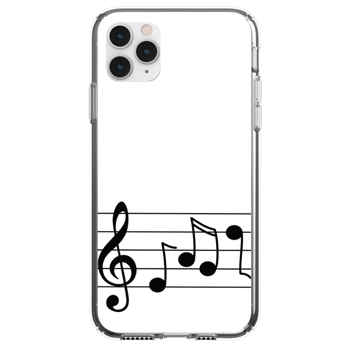 DistinctInk® Clear Shockproof Hybrid Case for Apple iPhone / Samsung Galaxy / Google Pixel - Treble Staff Music Notes