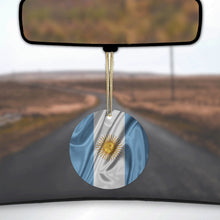 DistinctInk® Hanging Ceramic Christmas Tree Ornament with Gold String - Great Gift / Present - 2 3/4 inch Diameter - Argentina Waving Flag
