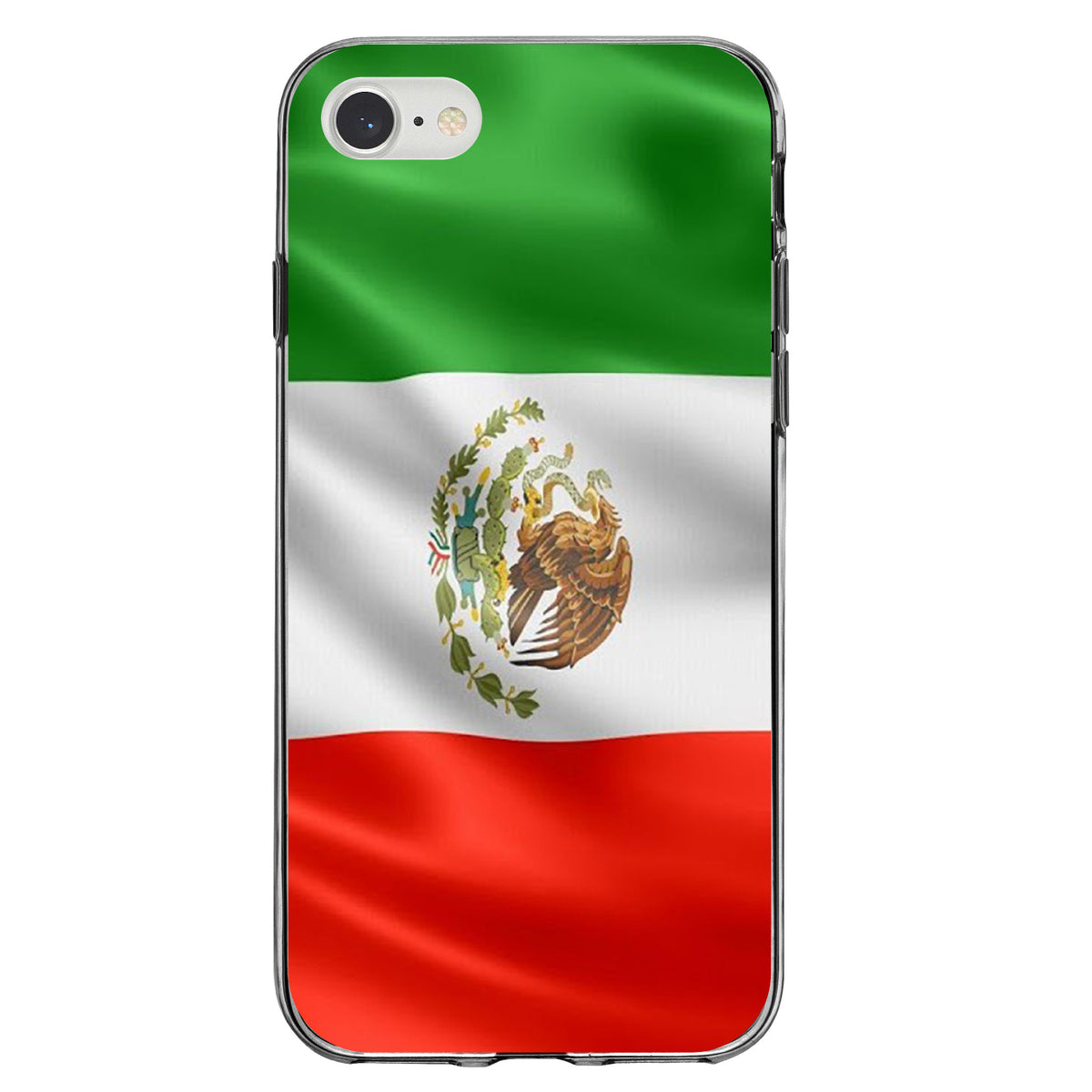Red White Green Mexican Flag Mexico Clear Shockproof iPhone Case, view 5