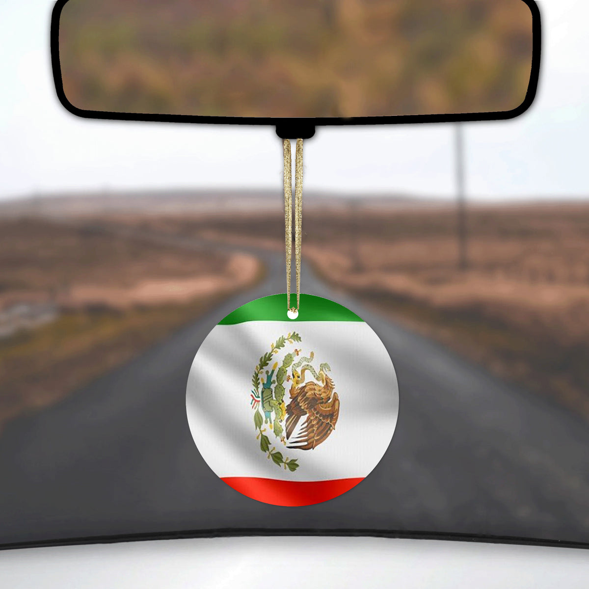 Red White Green Mexican Flag Mexico Ceramic Ornament, view 3