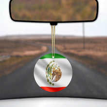 DistinctInk® Hanging Ceramic Christmas Tree Ornament with Gold String - Great Gift / Present - 2 3/4 inch Diameter - Red White Green Mexican Flag Mexico