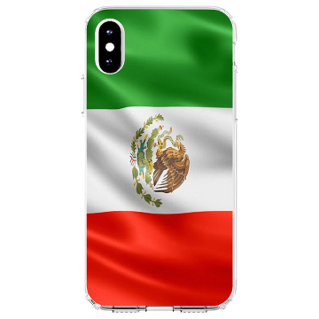 Red White Green Mexican Flag Mexico Clear Shockproof iPhone Case, view 2