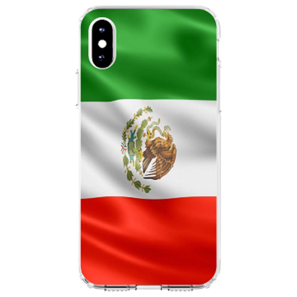 Red White Green Mexican Flag Mexico Clear Shockproof iPhone Case, view 2