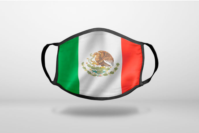 Red White Green Mexican Flag Mexico - 3-Ply Reusable Soft Face Mask Covering, Unisex, Cotton Inner Layer