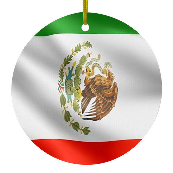 Red White Green Mexican Flag Mexico Ceramic Ornament