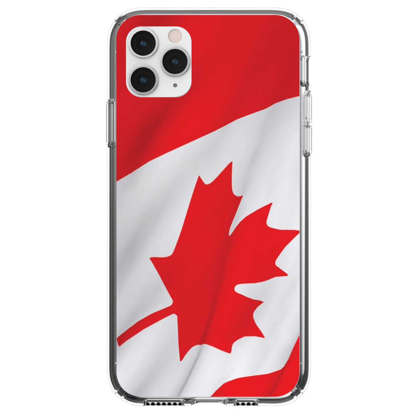 DistinctInk® Clear Shockproof Hybrid Case for Apple iPhone / Samsung Galaxy / Google Pixel - Red White Canadian Flag Canada