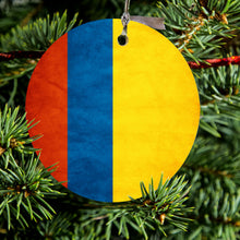 DistinctInk® Hanging Ceramic Christmas Tree Ornament with Gold String - Great Gift / Present - 2 3/4 inch Diameter - Colombia Old Flag