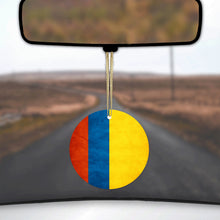 DistinctInk® Hanging Ceramic Christmas Tree Ornament with Gold String - Great Gift / Present - 2 3/4 inch Diameter - Colombia Old Flag