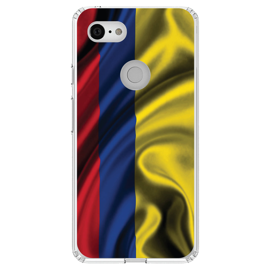 Colombia Waving Flag Clear Shockproof iPhone Case, view 21