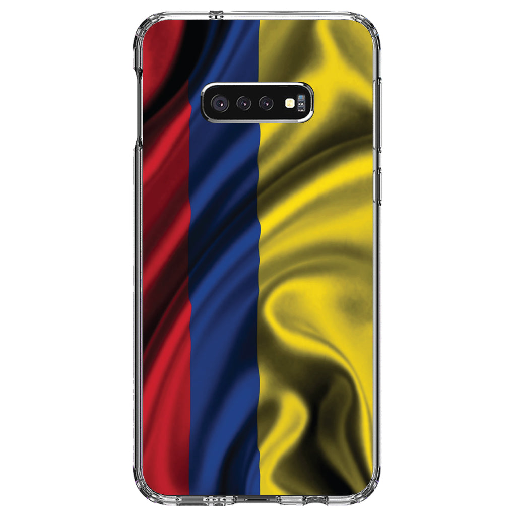 Colombia Waving Flag Clear Shockproof iPhone Case, view 18