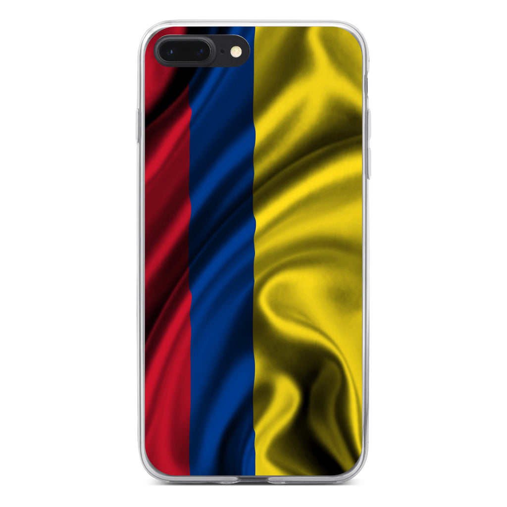 Colombia Waving Flag Clear Shockproof iPhone Case, view 6