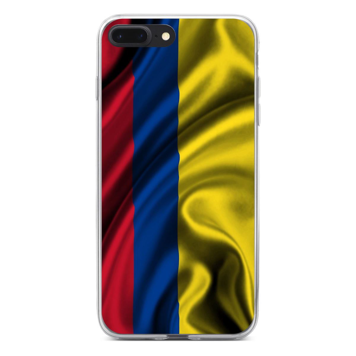 Colombia Waving Flag Clear Shockproof iPhone Case, view 6