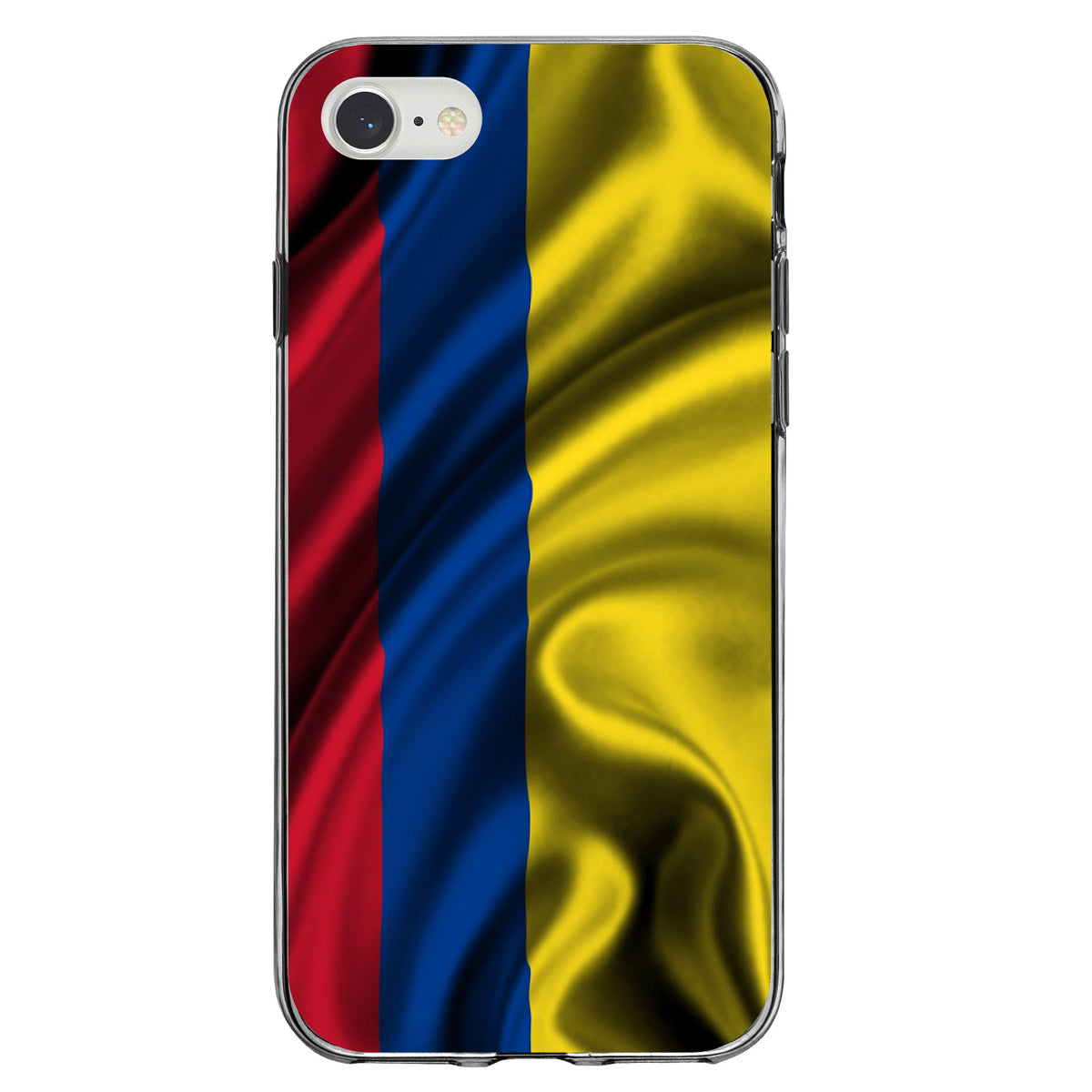 Colombia Waving Flag Clear Shockproof iPhone Case, view 5