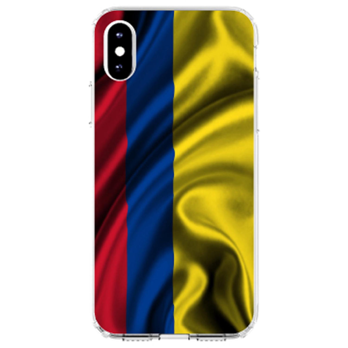 Colombia Waving Flag Clear Shockproof iPhone Case, view 2