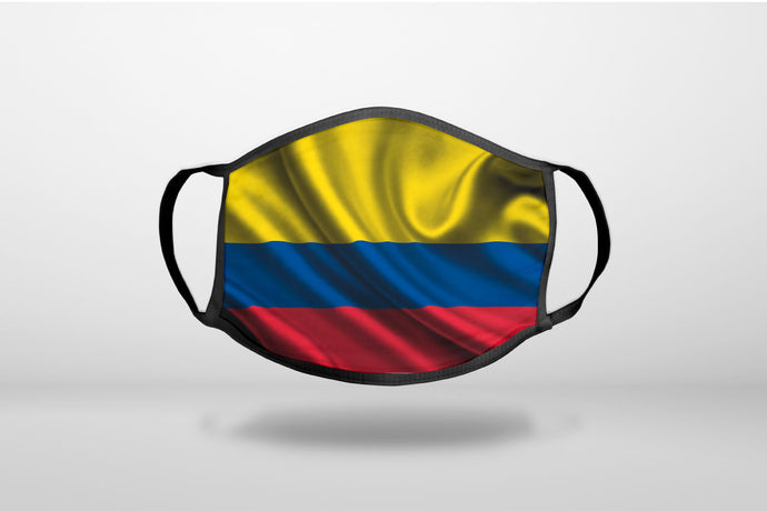 Colombia Waving Flag - 3-Ply Reusable Soft Face Mask Covering, Unisex, Cotton Inner Layer