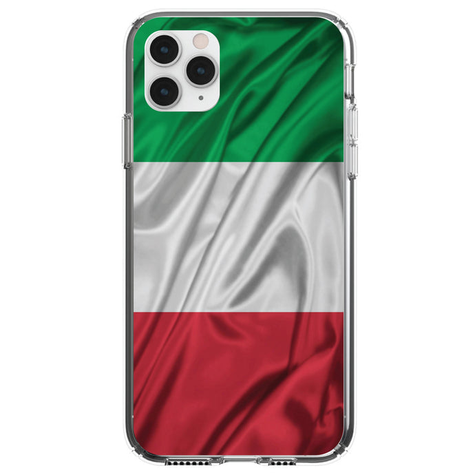 DistinctInk® Clear Shockproof Hybrid Case for Apple iPhone / Samsung Galaxy / Google Pixel - Italian Flag Italy Waving Red White Green