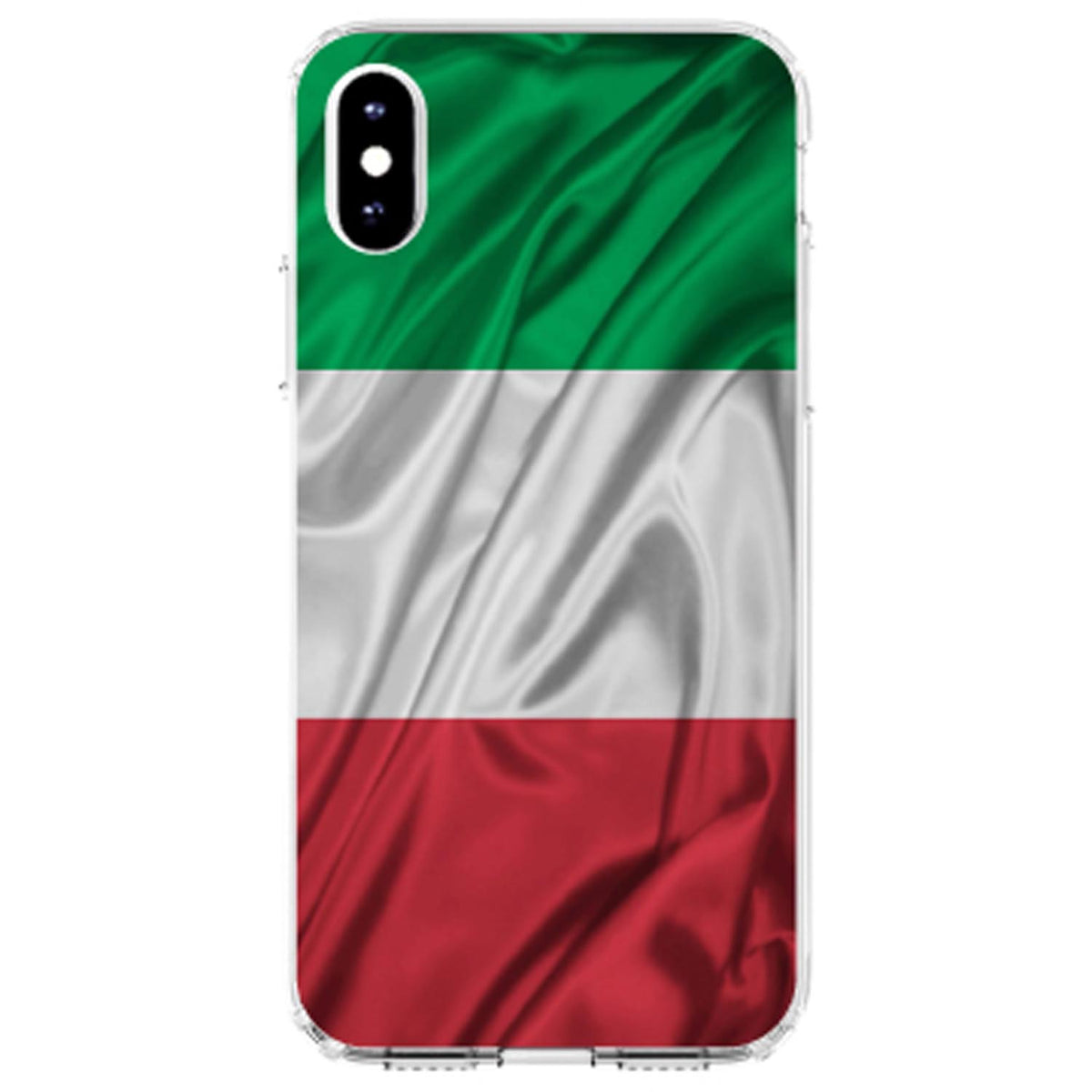 Italian Flag Italy Waving Red White Green Clear Shockproof iPhone Case, view 3
