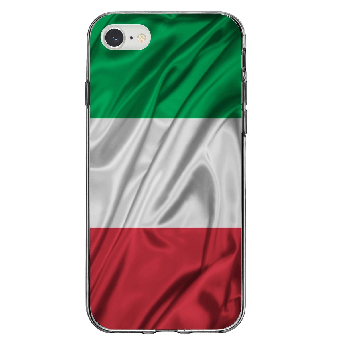 Italian Flag Italy Waving Red White Green Clear Shockproof iPhone Case, view 5