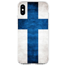 DistinctInk® Clear Shockproof Hybrid Case for Apple iPhone / Samsung Galaxy / Google Pixel - Finland Old Flag