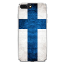 DistinctInk® Clear Shockproof Hybrid Case for Apple iPhone / Samsung Galaxy / Google Pixel - Finland Old Flag