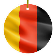 DistinctInk® Hanging Ceramic Christmas Tree Ornament with Gold String - Great Gift / Present - 2 3/4 inch Diameter - Germany Waving Flag