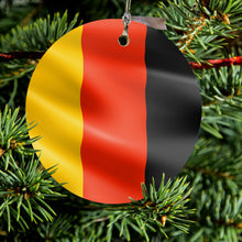 DistinctInk® Hanging Ceramic Christmas Tree Ornament with Gold String - Great Gift / Present - 2 3/4 inch Diameter - Germany Waving Flag