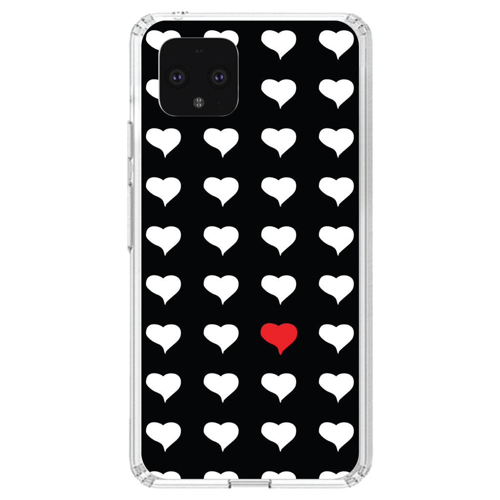 Red White Black Repeating Hearts Clear Shockproof iPhone Case, view 24