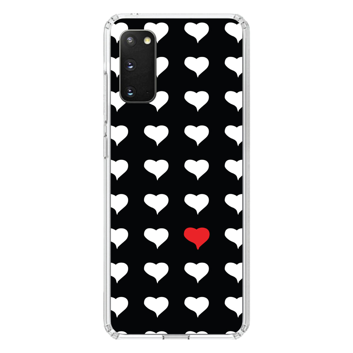 Red White Black Repeating Hearts Clear Shockproof iPhone Case, view 13