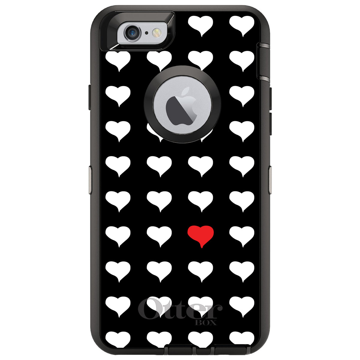 Red White Black Repeating Hearts OtterBox Defender Case for iPhone & Galaxy, view 4