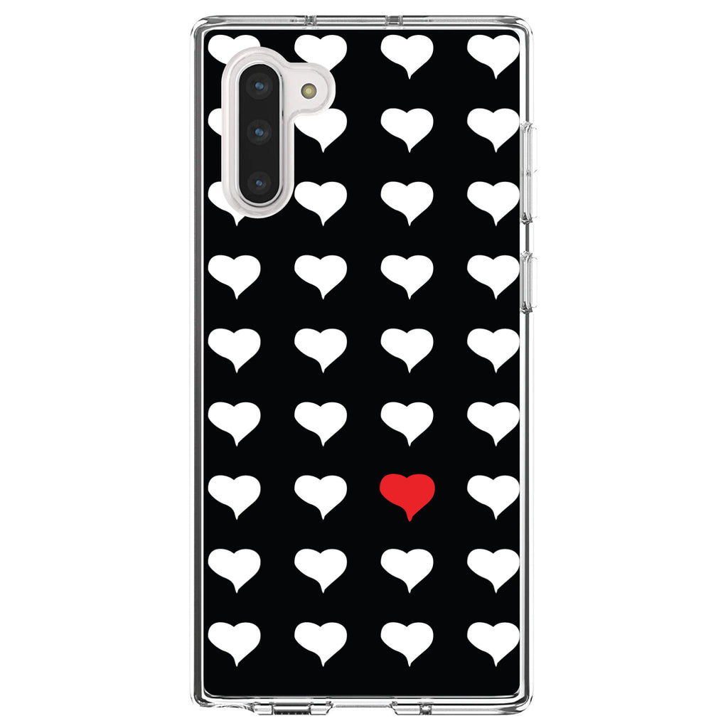 Red White Black Repeating Hearts Clear Shockproof iPhone Case, view 9