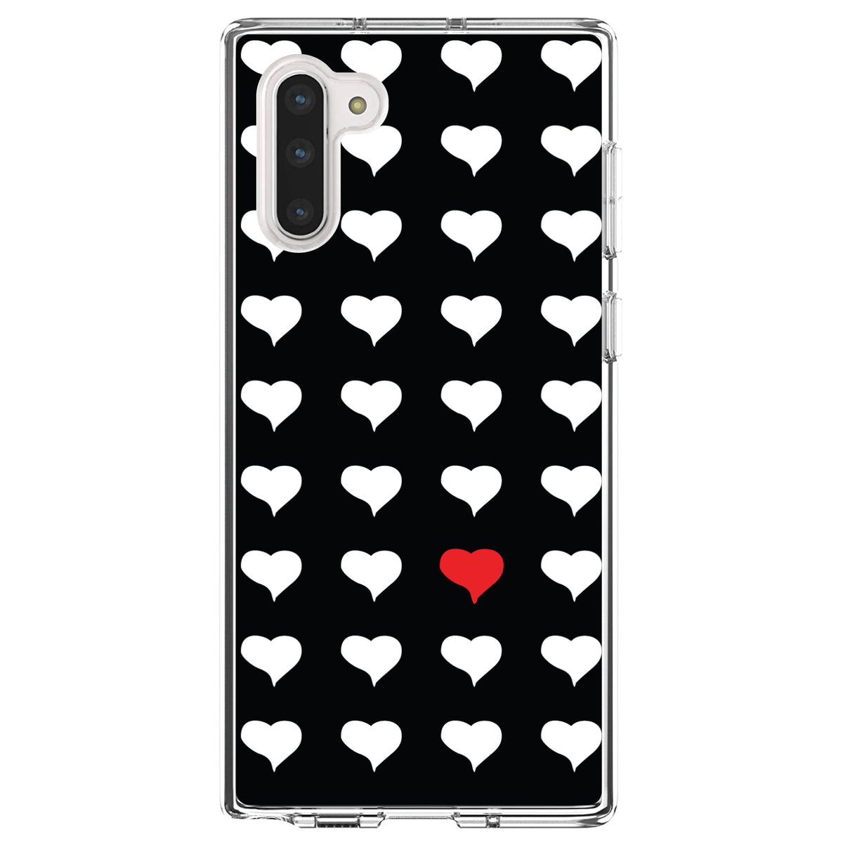 Red White Black Repeating Hearts Clear Shockproof iPhone Case, view 9