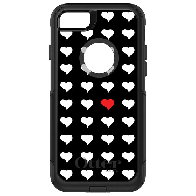 DistinctInk OtterBox Commuter Series Case for Apple iPhone or Samsung Galaxy - Red White Black Repeating Hearts
