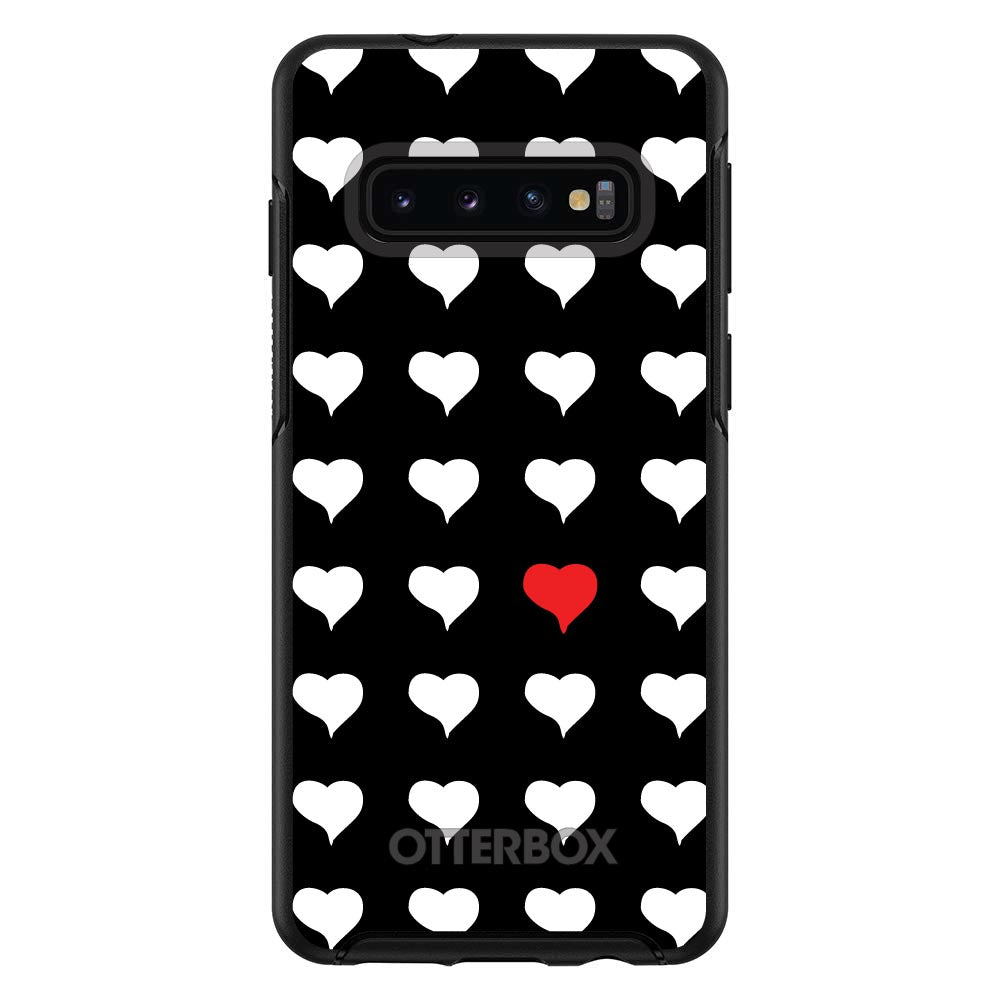 Red White Black Repeating Hearts OtterBox Symmetry Case for iPhone & Galaxy, view 6