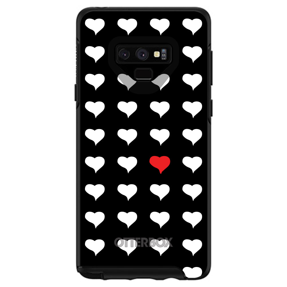 Red White Black Repeating Hearts OtterBox Symmetry Case for iPhone & Galaxy, view 13