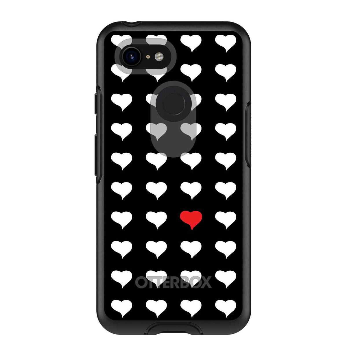 Red White Black Repeating Hearts OtterBox Symmetry Case for iPhone & Galaxy, view 15