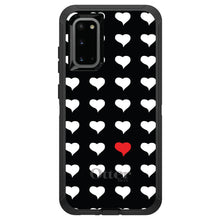 DistinctInk™ OtterBox Defender Series Case for Apple iPhone / Samsung Galaxy / Google Pixel - Red White Black Repeating Hearts