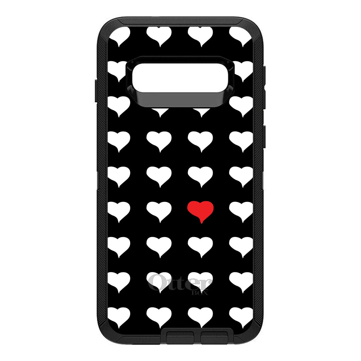 Red White Black Repeating Hearts OtterBox Defender Case for iPhone & Galaxy, view 6