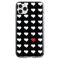 Red White Black Repeating Hearts Clear Shockproof iPhone Case