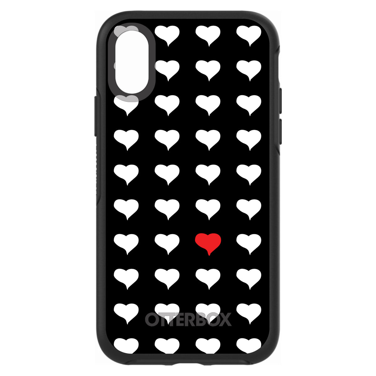 Red White Black Repeating Hearts OtterBox Symmetry Case for iPhone & Galaxy, view 4