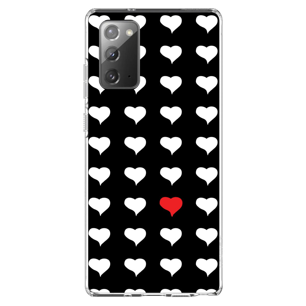 Red White Black Repeating Hearts Clear Shockproof iPhone Case, view 7