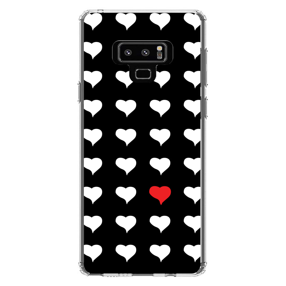 Red White Black Repeating Hearts Clear Shockproof iPhone Case, view 11