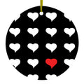 Red White Black Repeating Hearts Ceramic Ornament