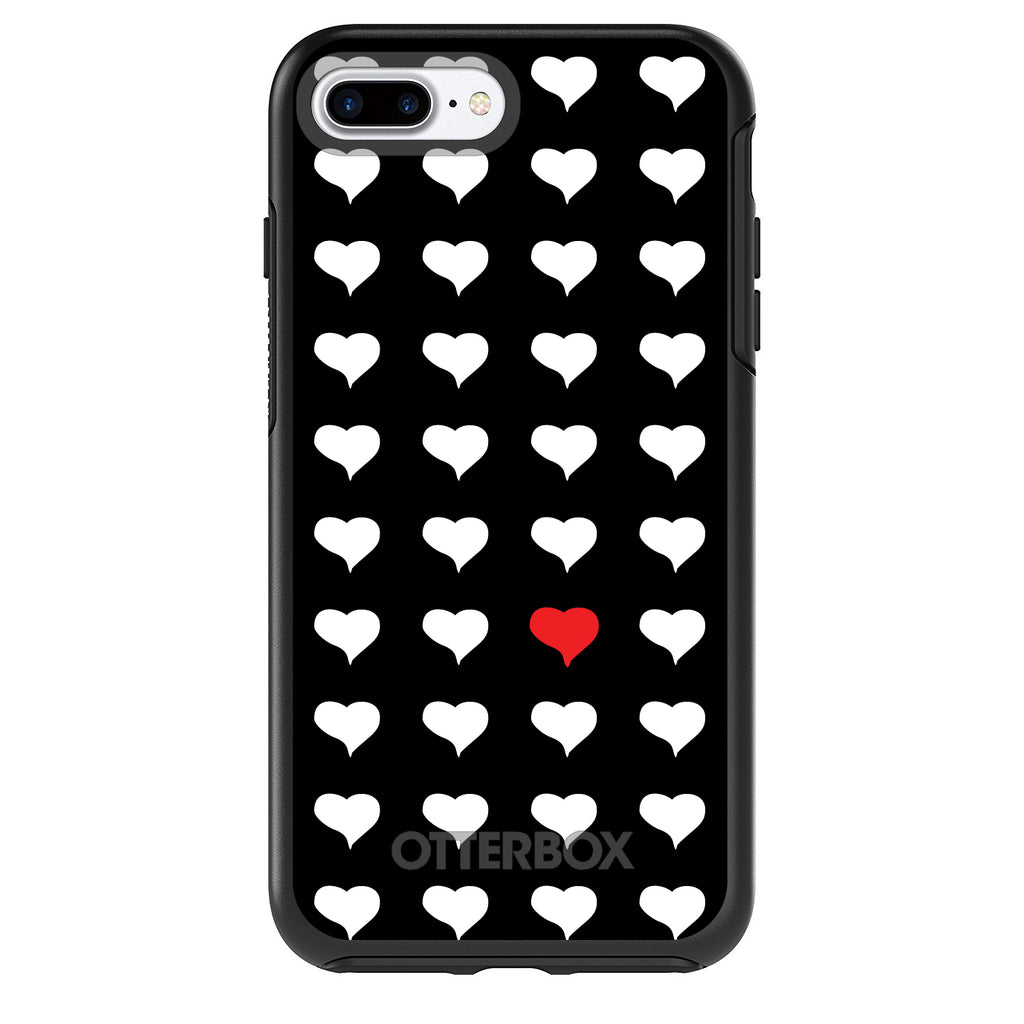 Red White Black Repeating Hearts OtterBox Symmetry Case for iPhone & Galaxy, view 2
