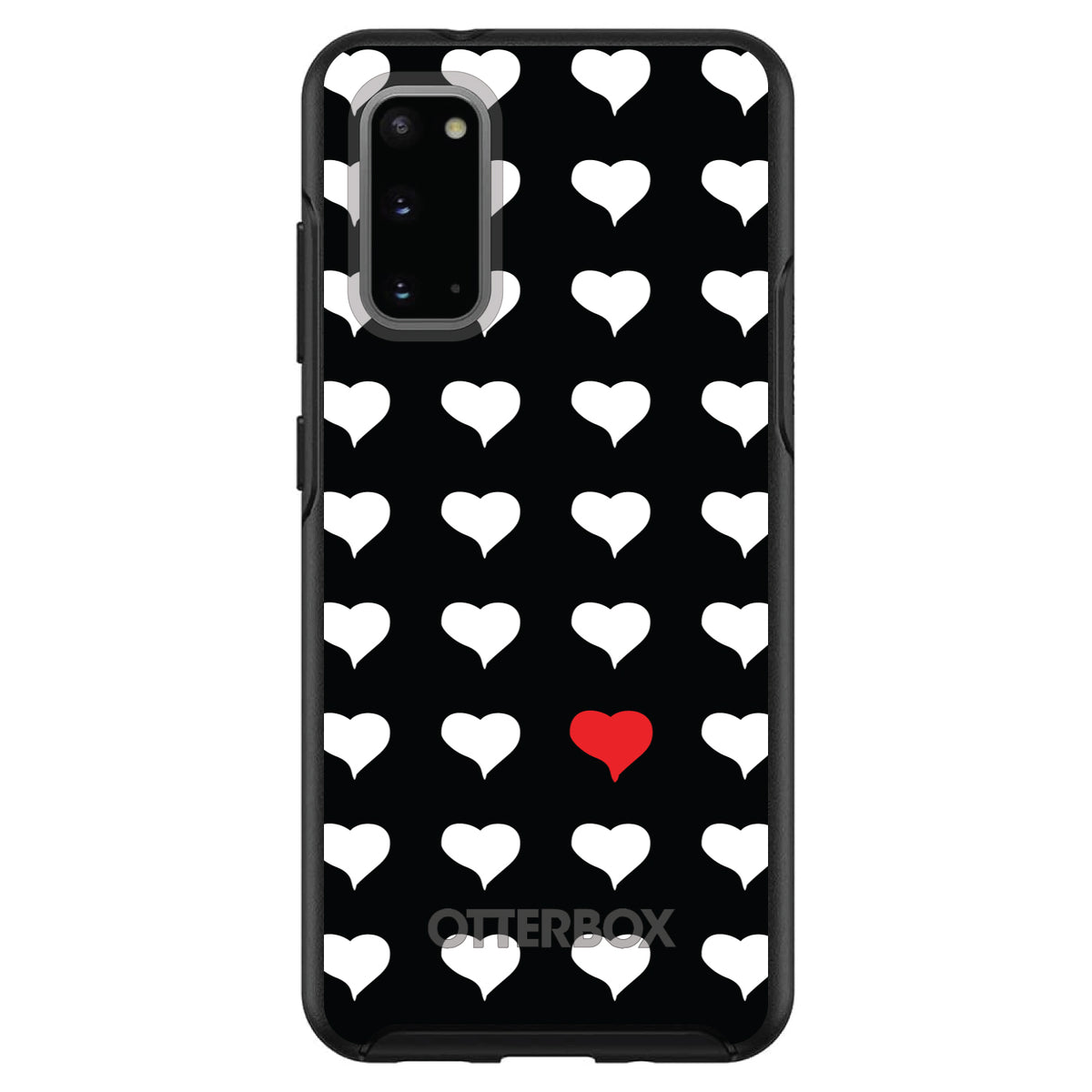 Red White Black Repeating Hearts OtterBox Symmetry Case for iPhone & Galaxy, view 5