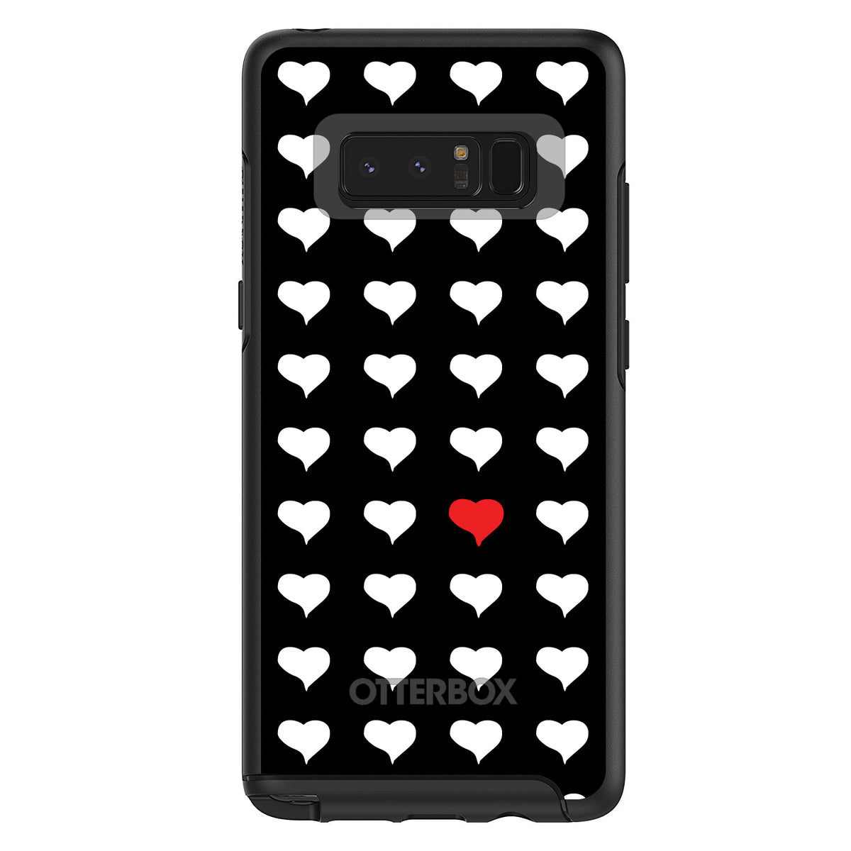 Red White Black Repeating Hearts OtterBox Symmetry Case for iPhone & Galaxy, view 14