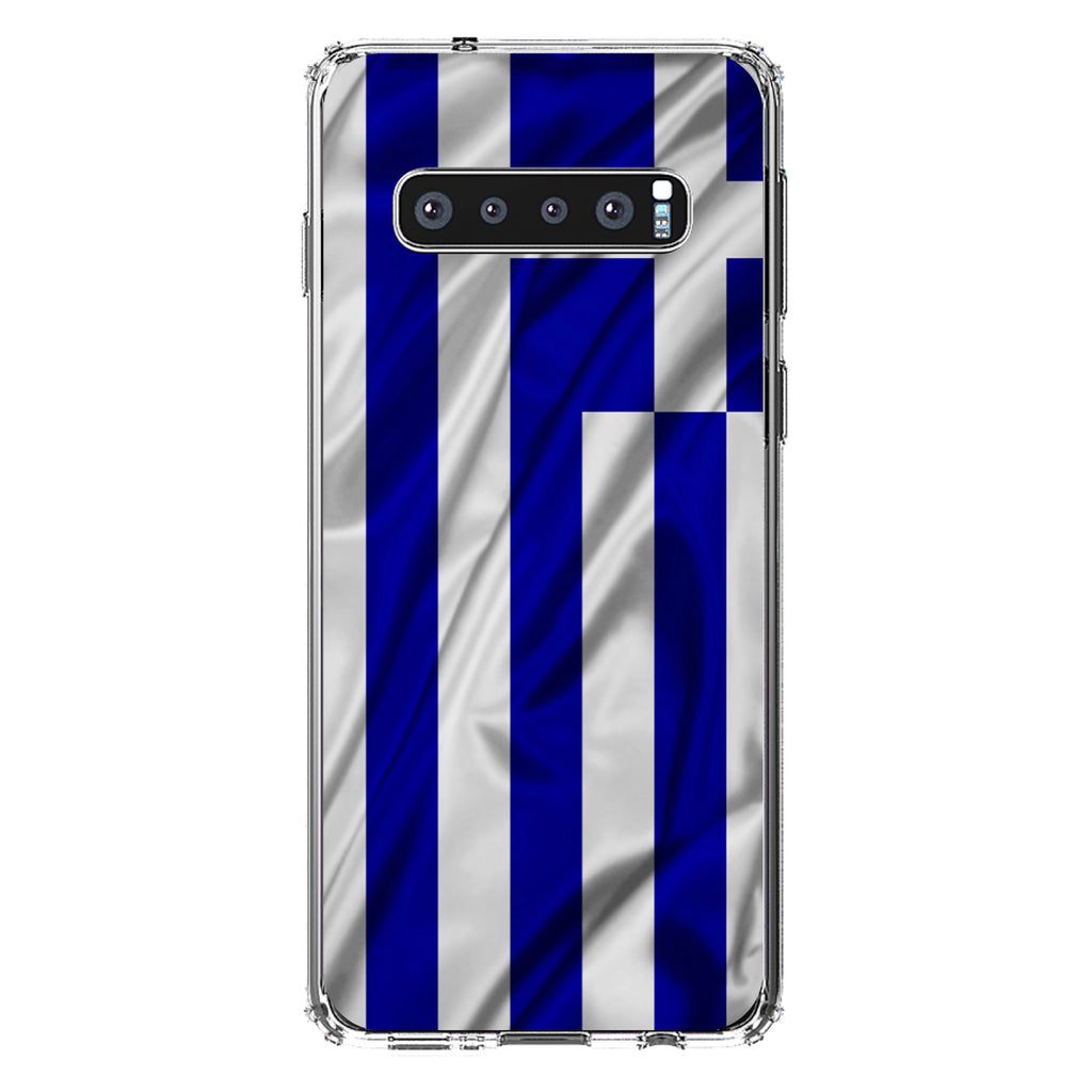 Greece Waving Flag Clear Shockproof iPhone Case, view 16