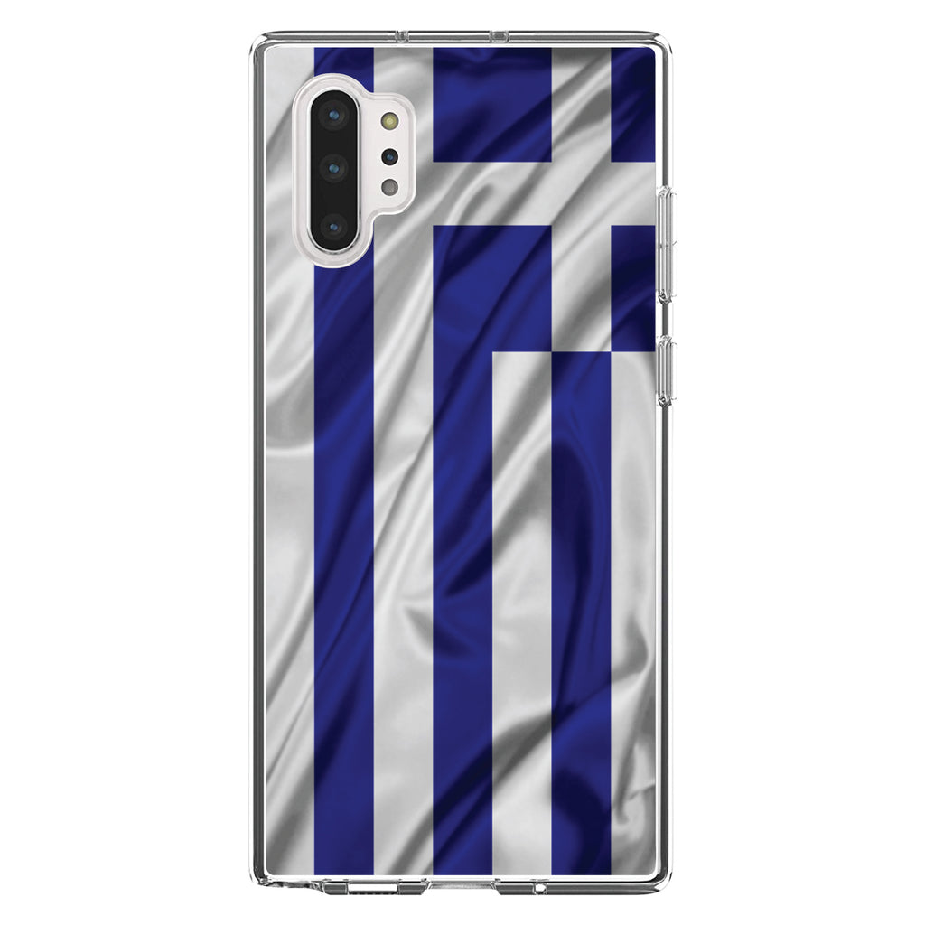 Greece Waving Flag Clear Shockproof iPhone Case, view 10