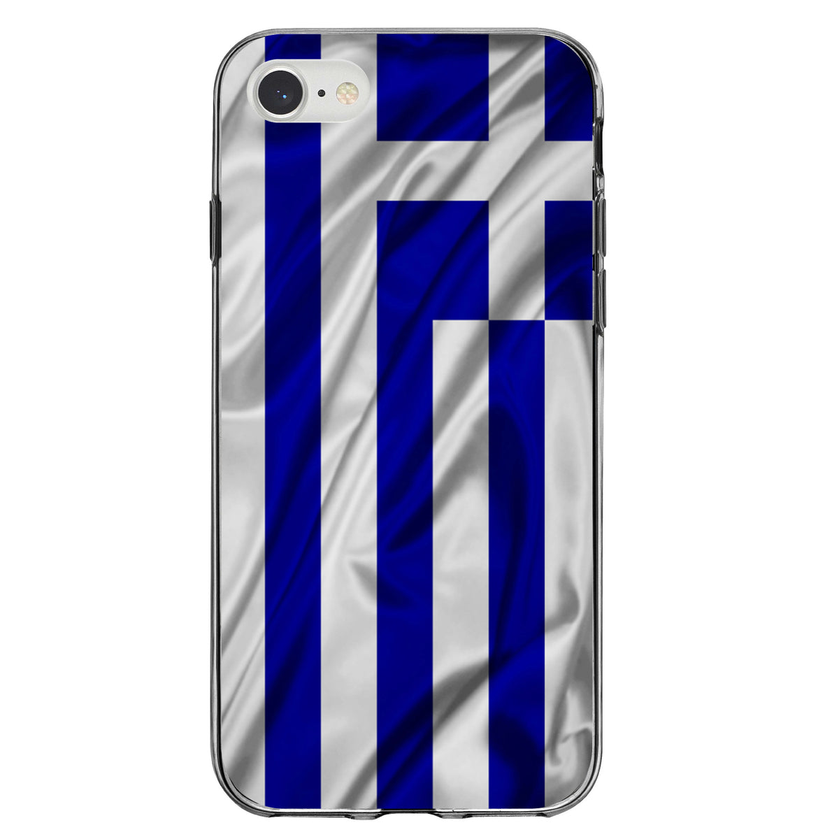 Greece Waving Flag Clear Shockproof iPhone Case, view 5