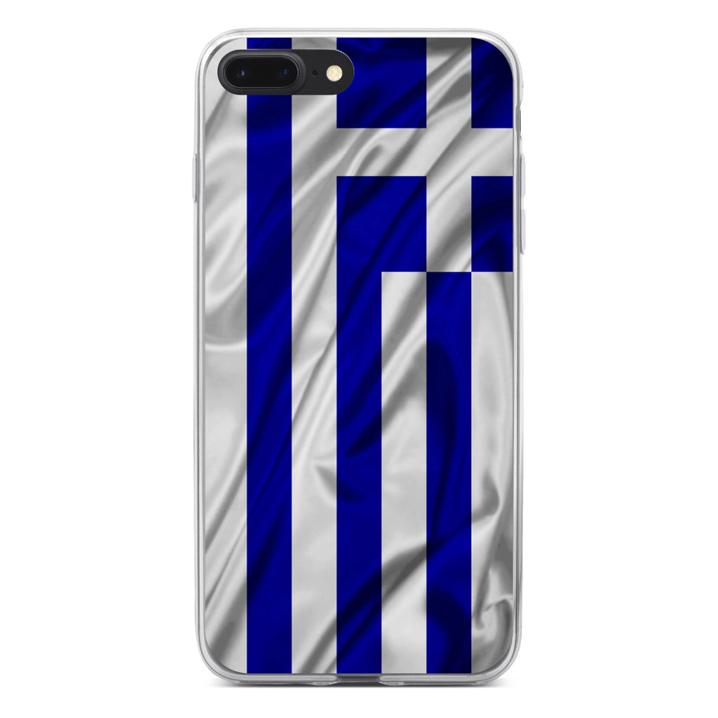 Greece Waving Flag Clear Shockproof iPhone Case, view 6